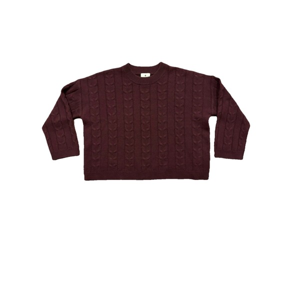 Tuckernuck 100% Cashmere Eloise Cable Knit Boyfriend Oxblood Sweater Women's L - Picture 7 of 10
